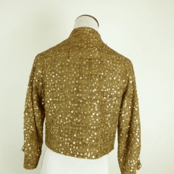 CYNTHIA VINCENT SEQUIN silk cropped  bolero USA p xs - Picture 3 of 5